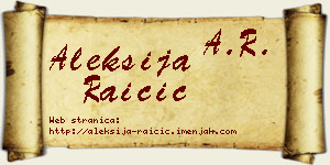 Aleksija Raičić vizit kartica